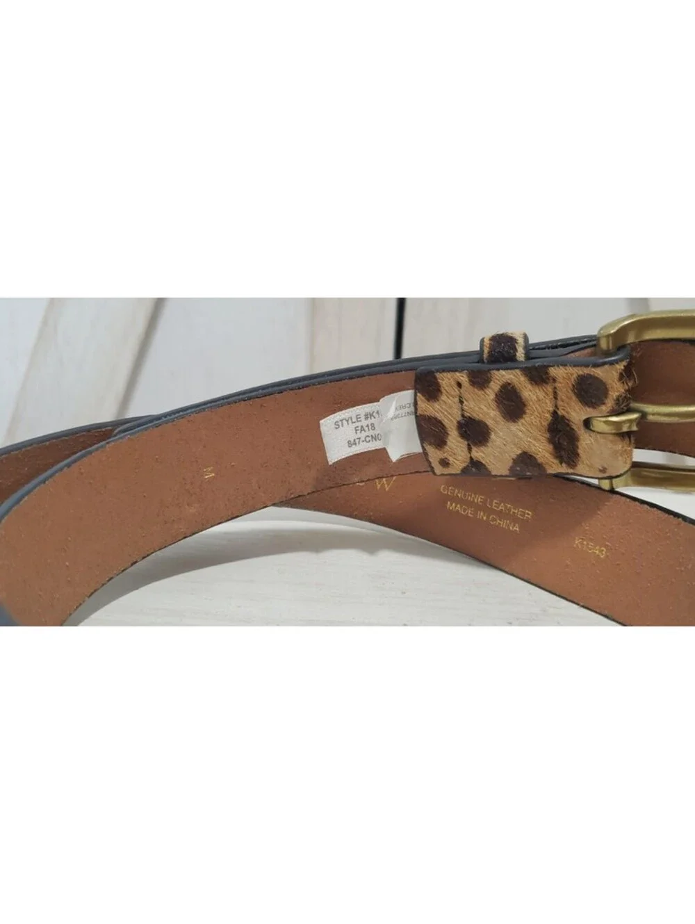 J Crew Leopard Hair Print Belt Brown Animal Print Leather Medium 41